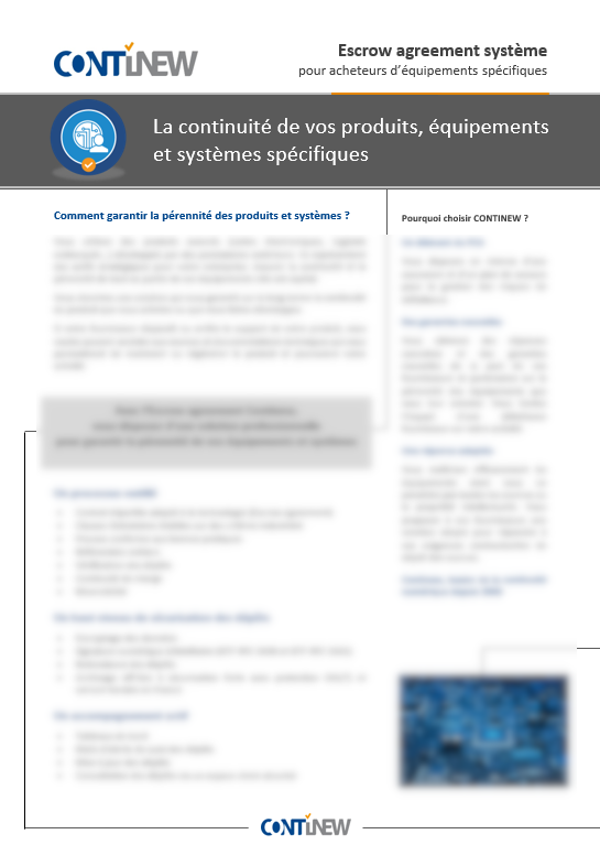 Fiche produit : Continew Escrow agreement System